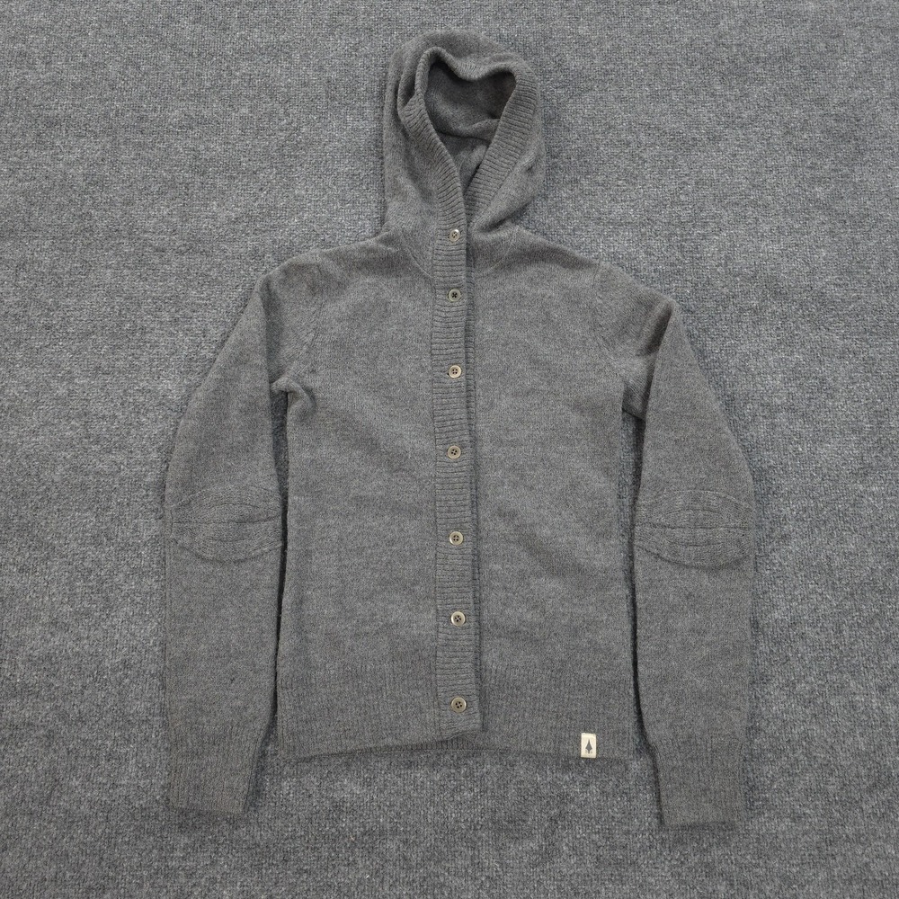 The North Face Sweater Womens XS Gray Alpaca Merino Wool Hooded Button Cardigan